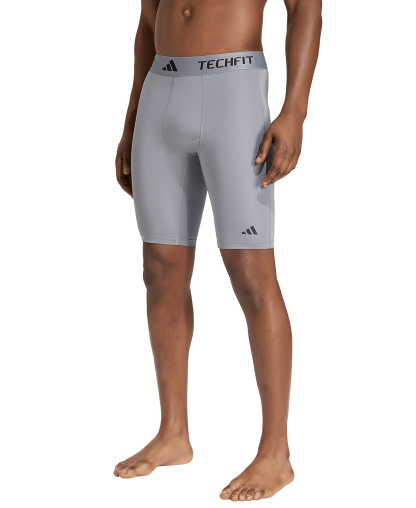 adidas Men's Tech-Fit Logo Compression Regular-Fit Shorts - Gray