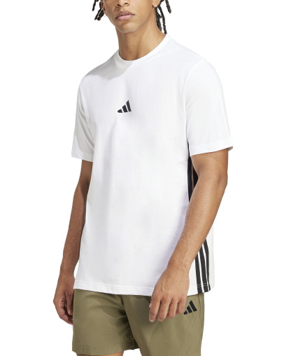 adidas Men's Essential 3-Stripes Single Jersey T-Shirt - White/Black