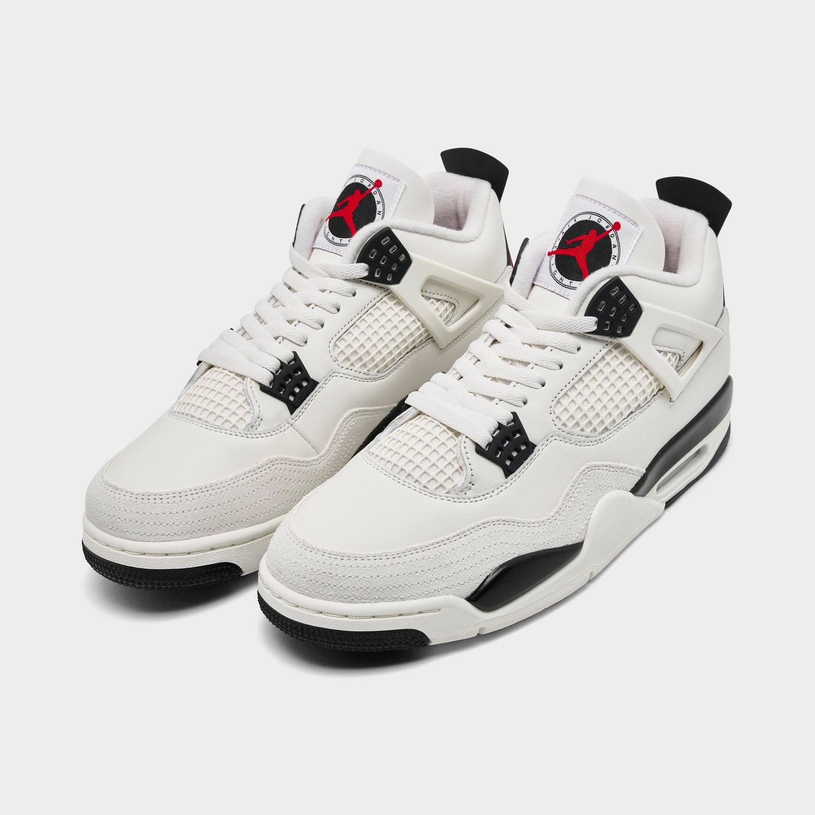 Men's Air Jordan Retro 4 Basketball Shoes - Sail/University Red/Black - view 2