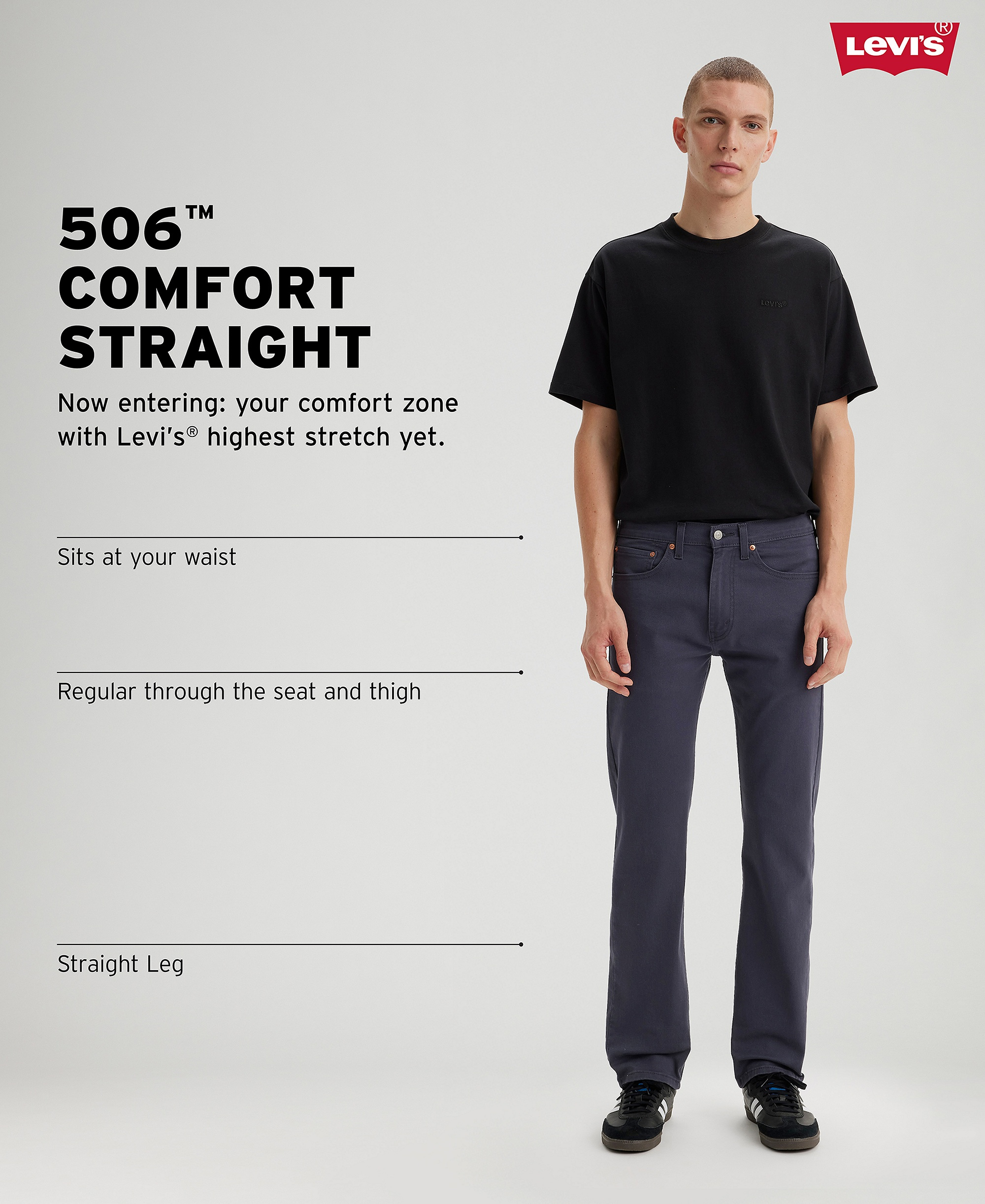 Levi's Men's 506™ Comfort Straight-Leg Stretch Jeans - Midnight Rest Adv