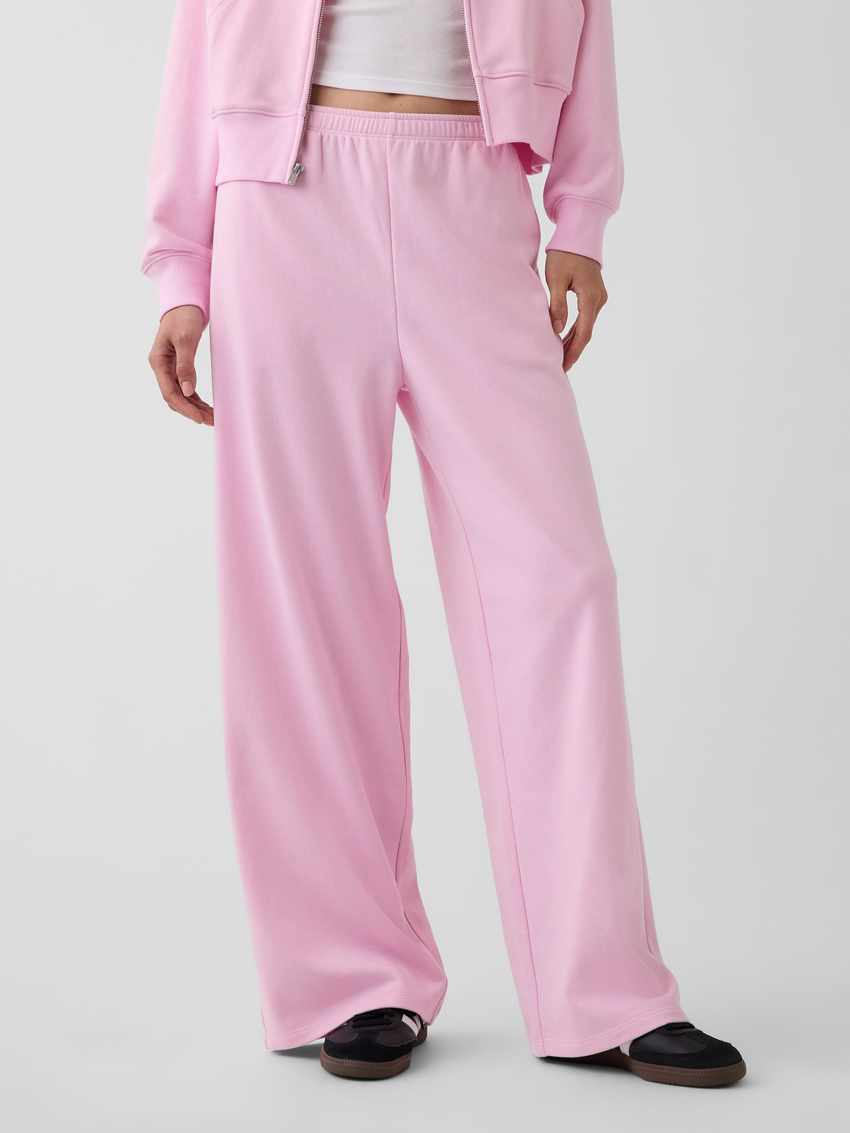 Mid Rise VintageSoft Terry Loose Sweatpants - Light pink