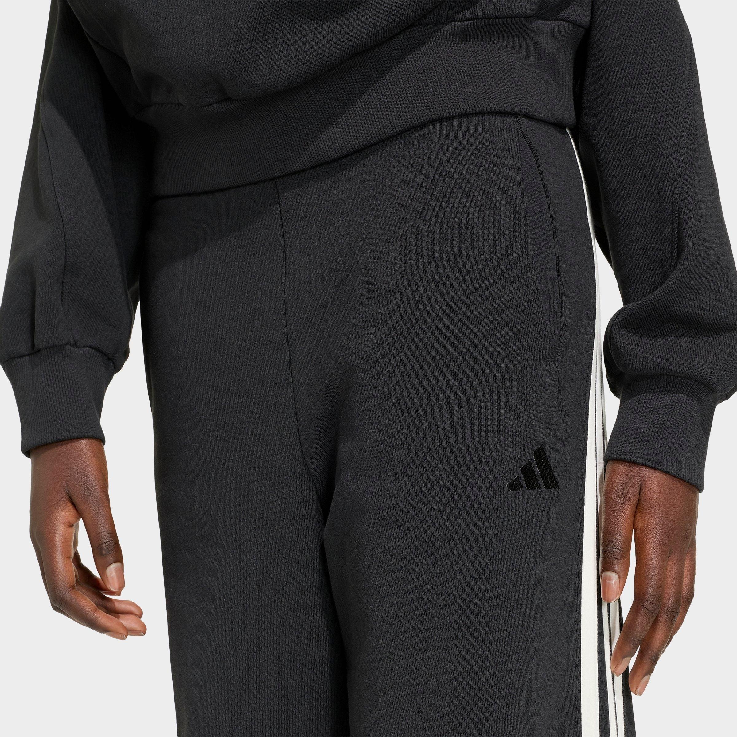 Women's adidas Kit 3-Stripes Wide Pants - Black/Off White