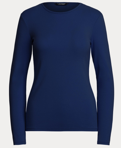 Lauren Ralph Lauren Cotton-Blend Long-Sleeve Top - Lauren Navy