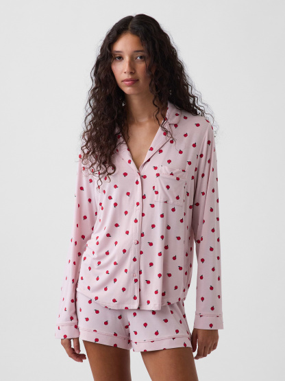 SoftMade Modal PJ Top - Pink apple print