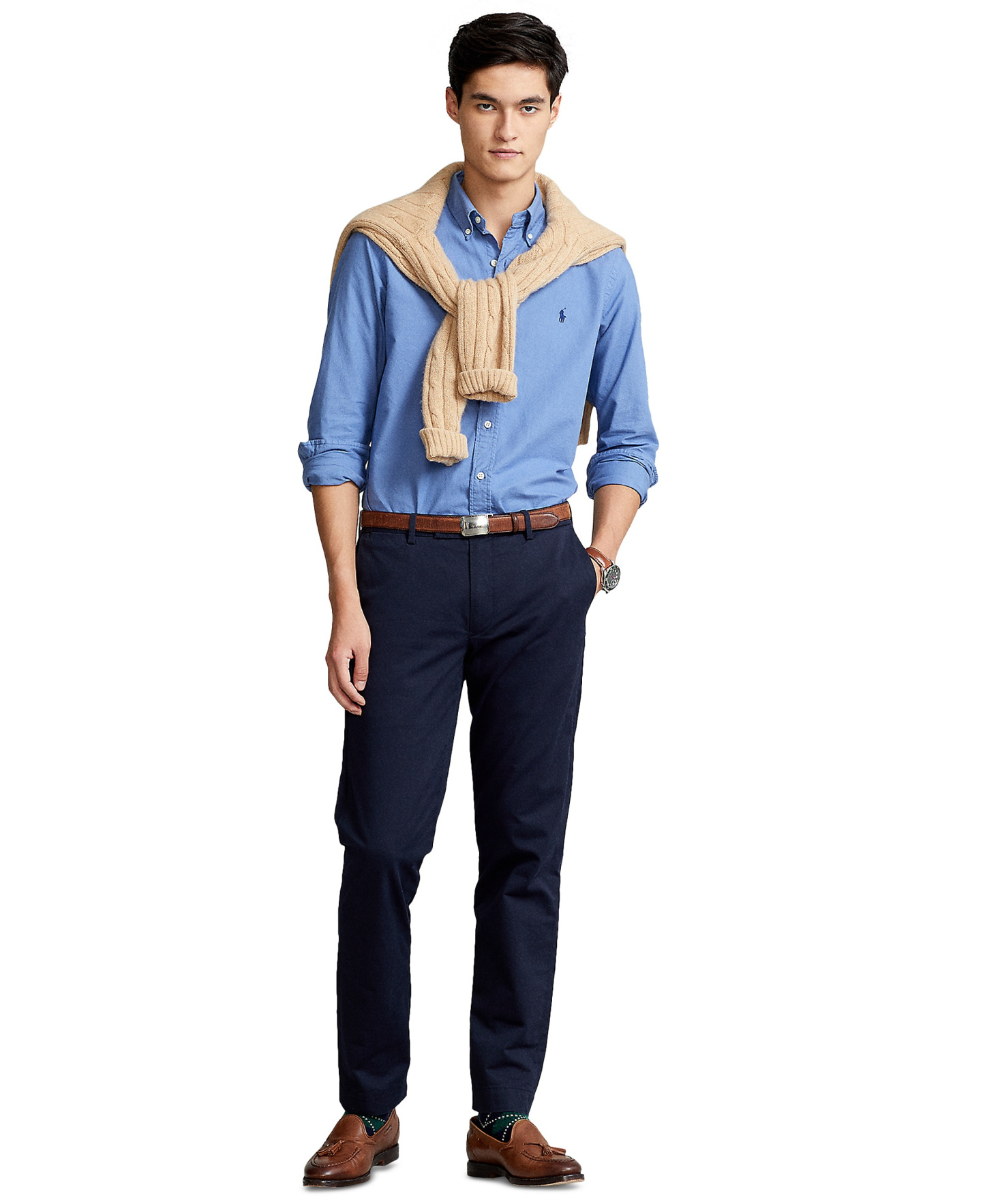 Polo Ralph Lauren Men's Garment-Dyed Oxford Shirt - Bastille Blue