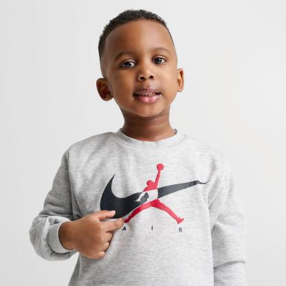 Kids' Toddler Jordan Jumpman Swoosh Crewneck Sweatshirt and Jogger Pants Set - Light Grey Heather - view 5