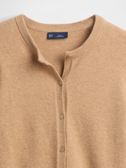 CashSoft Crop Cardigan - Camel tan heather