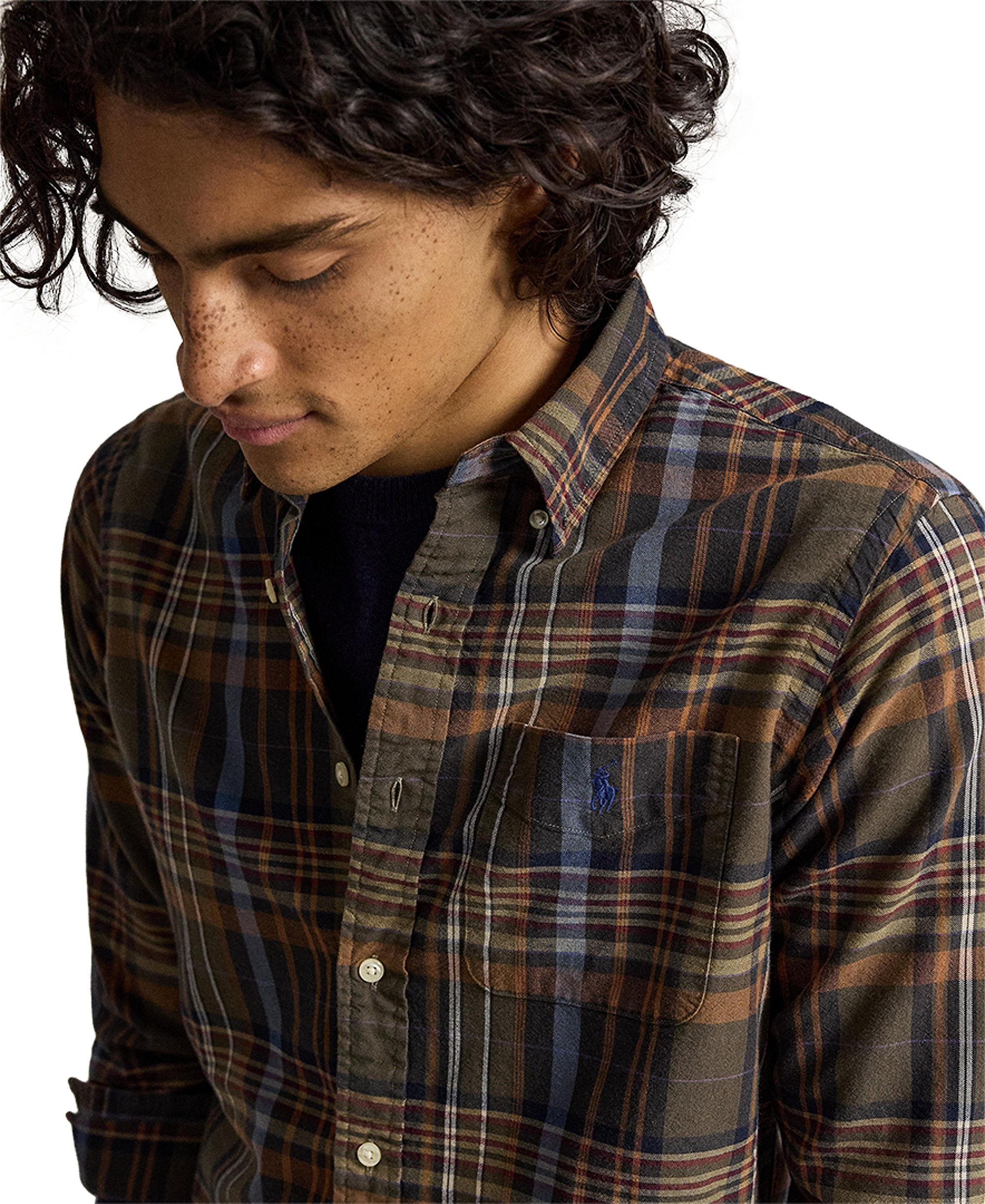 Polo Ralph Lauren Men's Classic-Fit Plaid Brushed Oxford Shirt - Olive Brown Multi