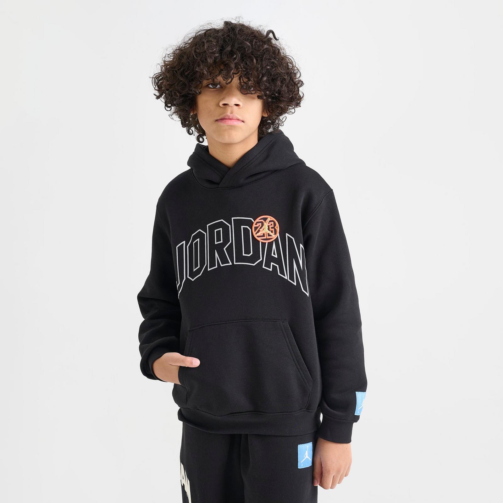 Boys' Big Kids' Jordan MVP Dynasty Patch Fleece Pullover Hoodie - Black - view 3
