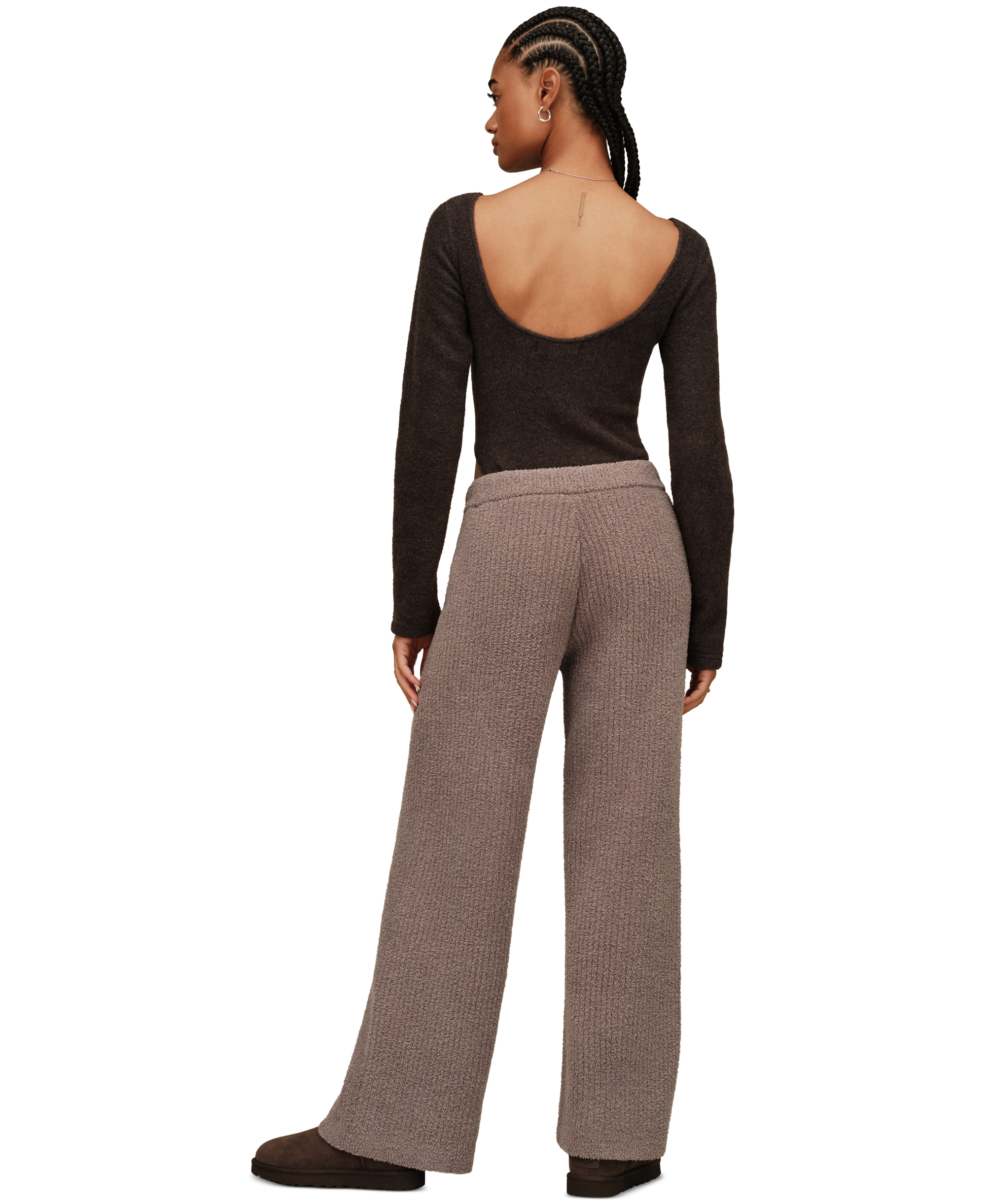 UGG® Women's Couria Straight-Leg Rib Mid-Rise Pants - Brown