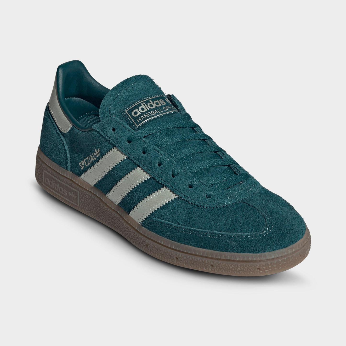 Women's adidas Originals Handball Spezial Casual Shoes - Part 4 - Rich Green/Supplier Colour/Gum - Both shoes facing left