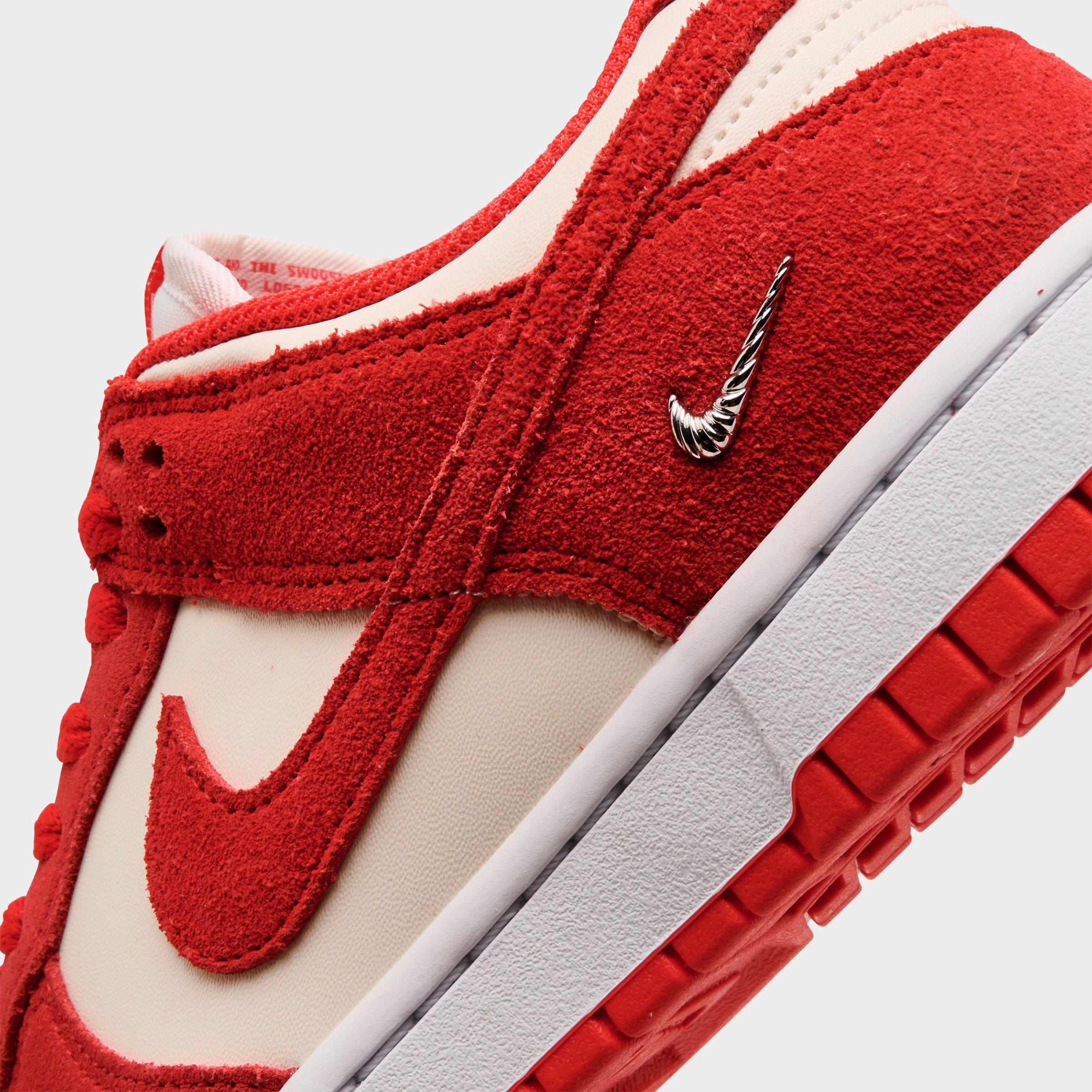 Women's Nithtke Dunk Low Suede Casual Shoes - Sail/Light Crimson/White/Metallic Silver - Detail shot