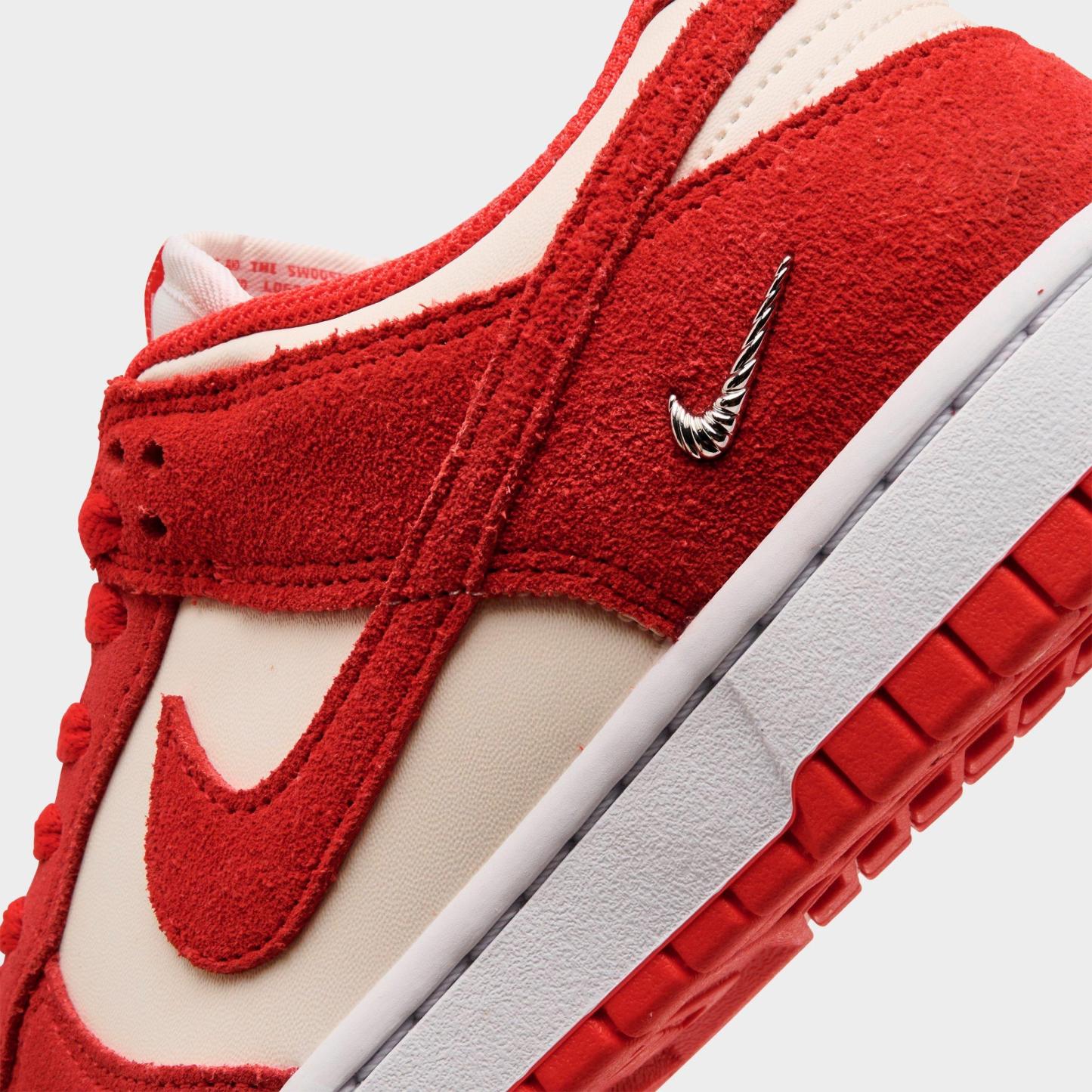 Women's Nithtke Dunk Low Suede Casual Shoes - Sail/Light Crimson/White/Metallic Silver - Detail shot