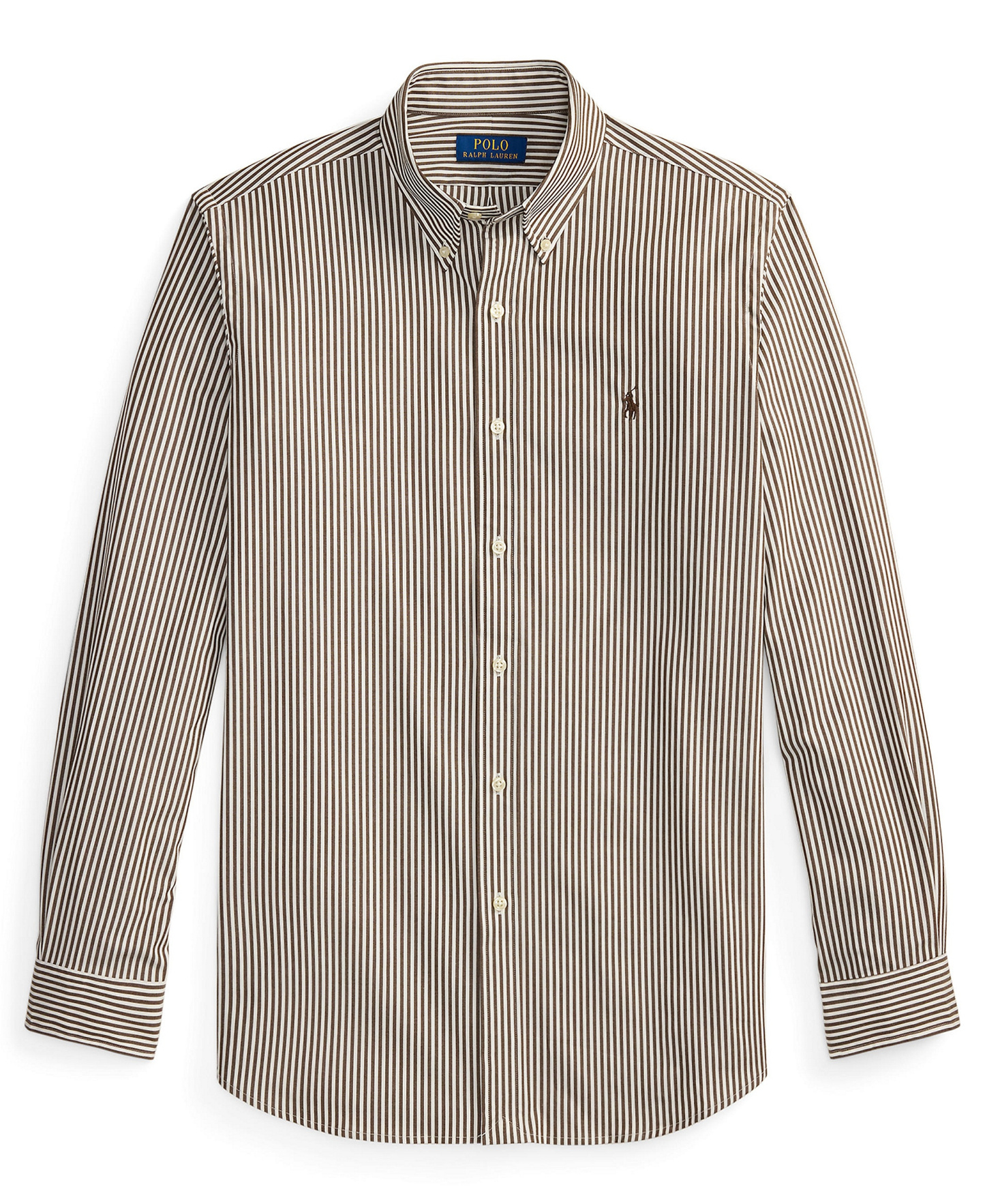 Polo Ralph Lauren Men's Stretch Poplin Shirt - Nutmug Brown White1