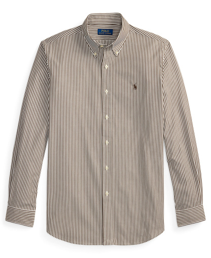 Polo Ralph Lauren Men's Stretch Poplin Shirt - Nutmug Brown White1
