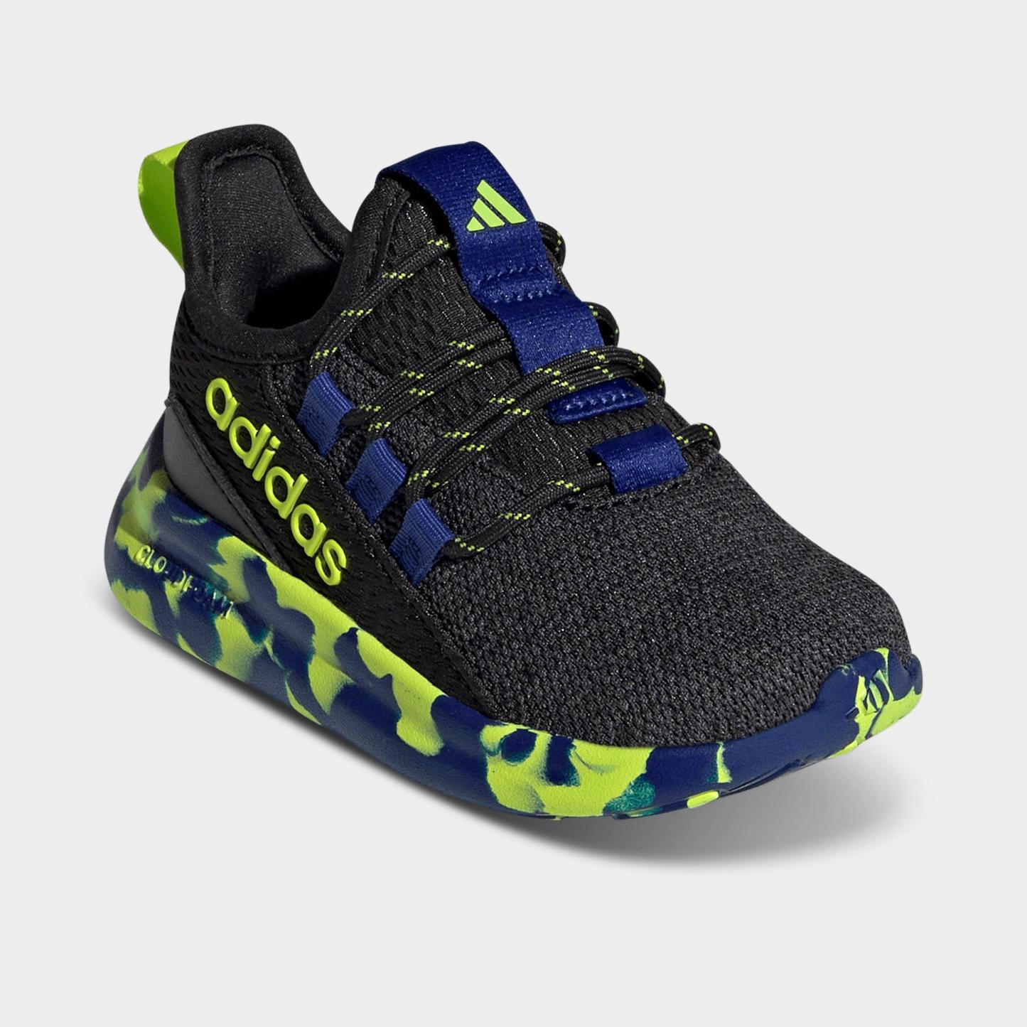 Kids' Toddler adidas Lite Racer Adapt 8.0 Stretch Lace Casual Shoes - Core Black/Solar Slime/Mystery Ink - Both shoes facing left