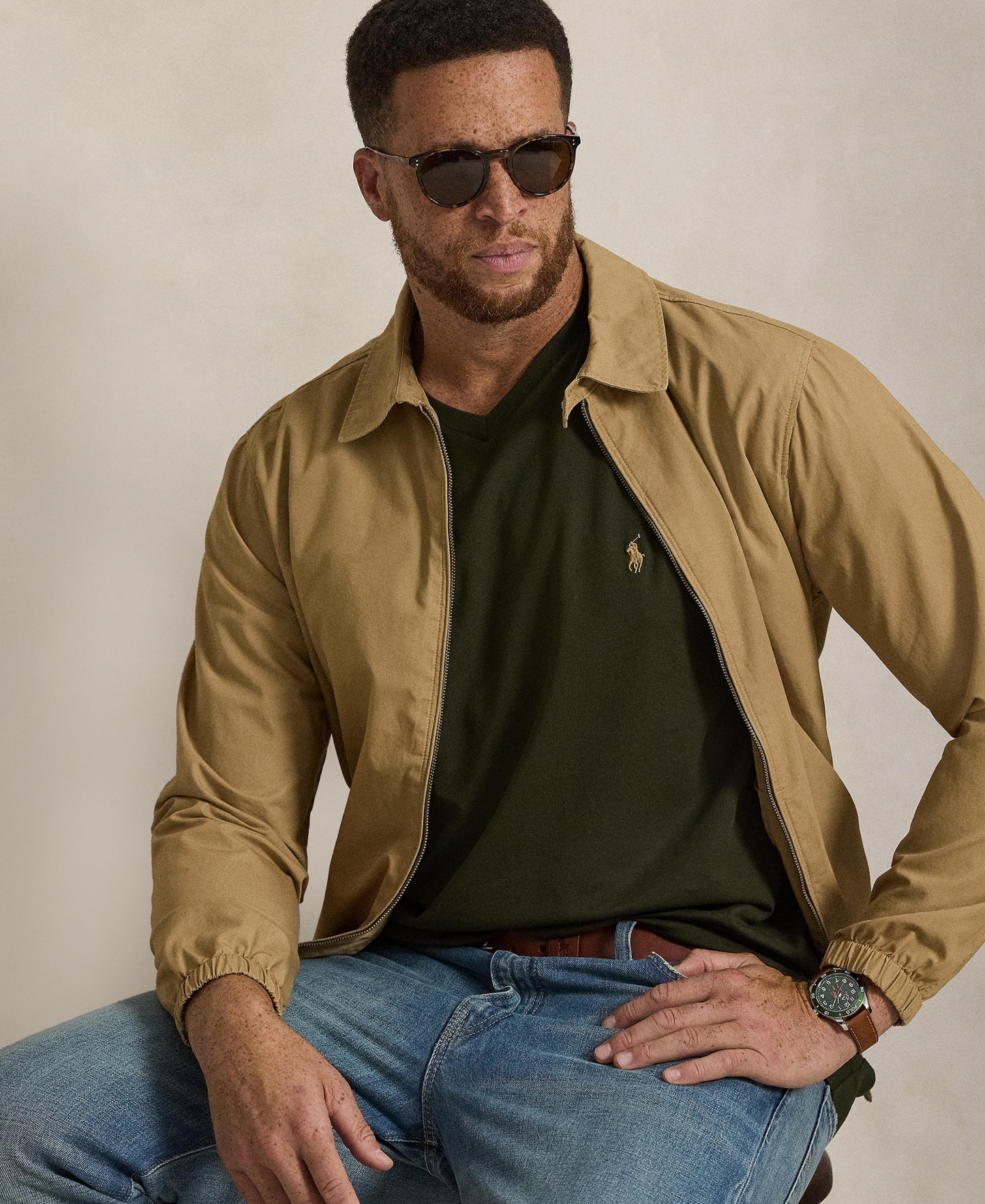 Polo Ralph Lauren Men's Big & Tall V-Neck T-Shirt - Company Olive/C8526