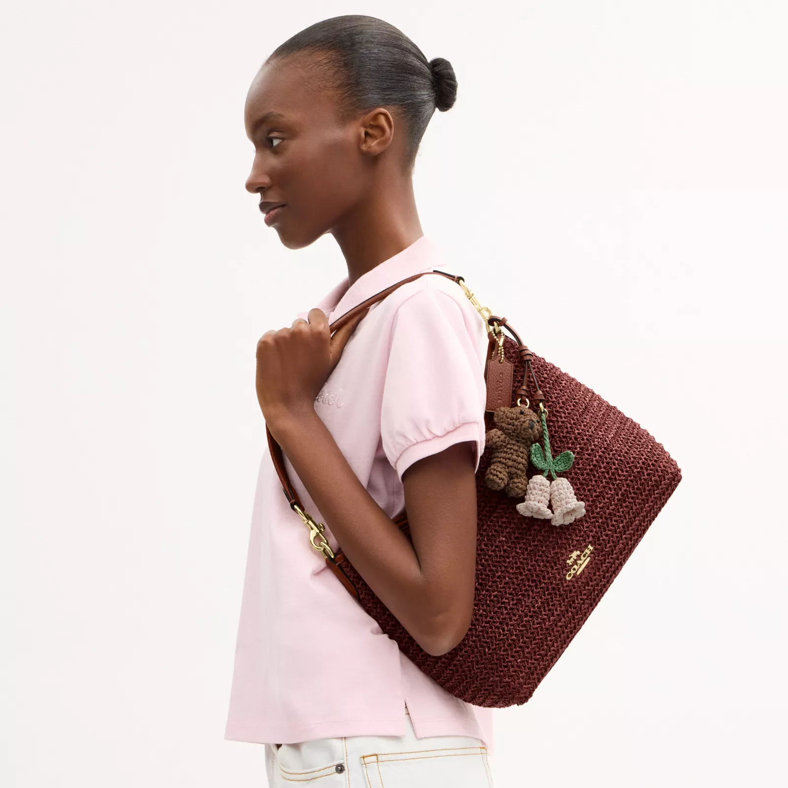 Laurel Shoulder Bag With Charms - Gold/Russet - view 2