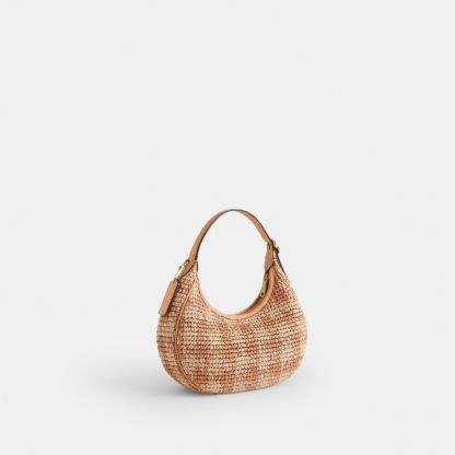 Emily Shoulder Bag With Gingham Print - Gold/Tan - view 6