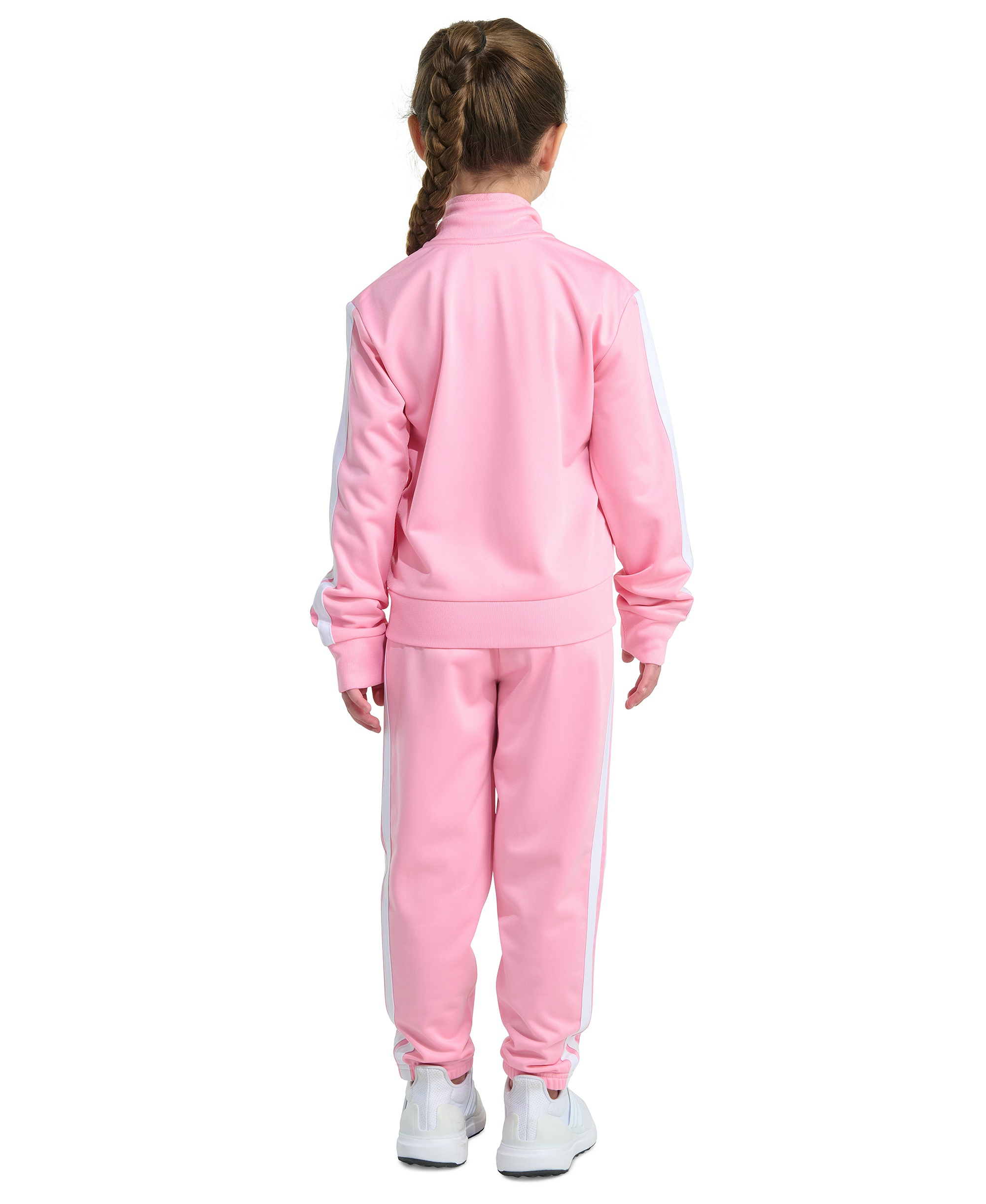 adidas Toddler & Little Girls Tricot Long-Sleeve Essential 3-Stripe Tricot Track Jacket & Pants, 2 Piece Set - Light Pink