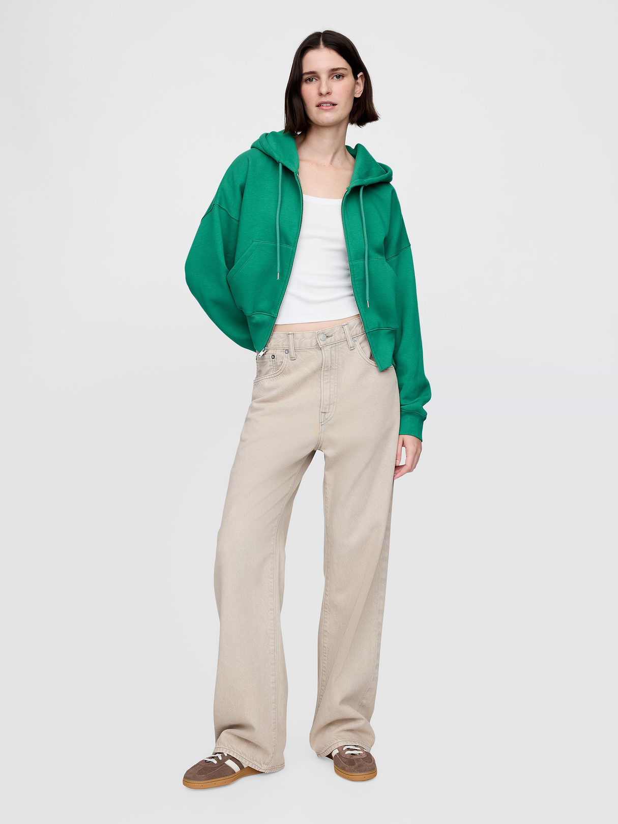 VintageSoft Wedge Zip Hoodie - Irish clover green