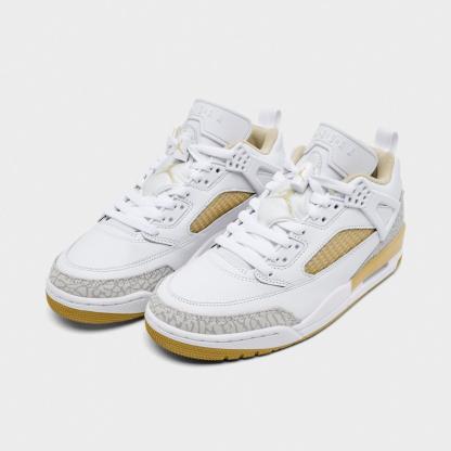 Women's Jordan Spizike Low Casual Shoes - White/Metallic Gold/Neutral Grey/Team Gold - Left shoe facing left. Outside of the shoe. - view 2