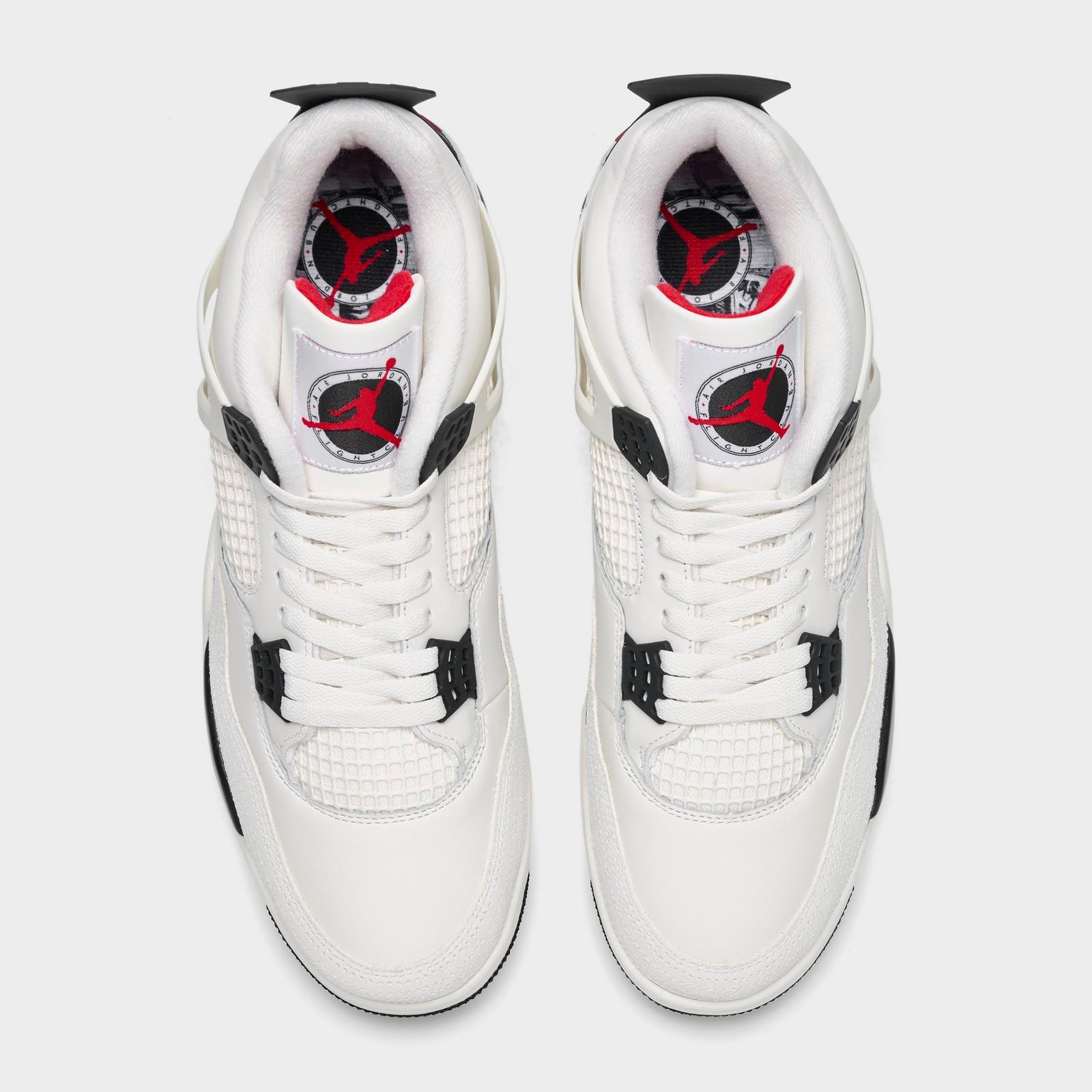 Men's Air Jordan Retro 4 Basketball Shoes - Sail/University Red/Black - view 5