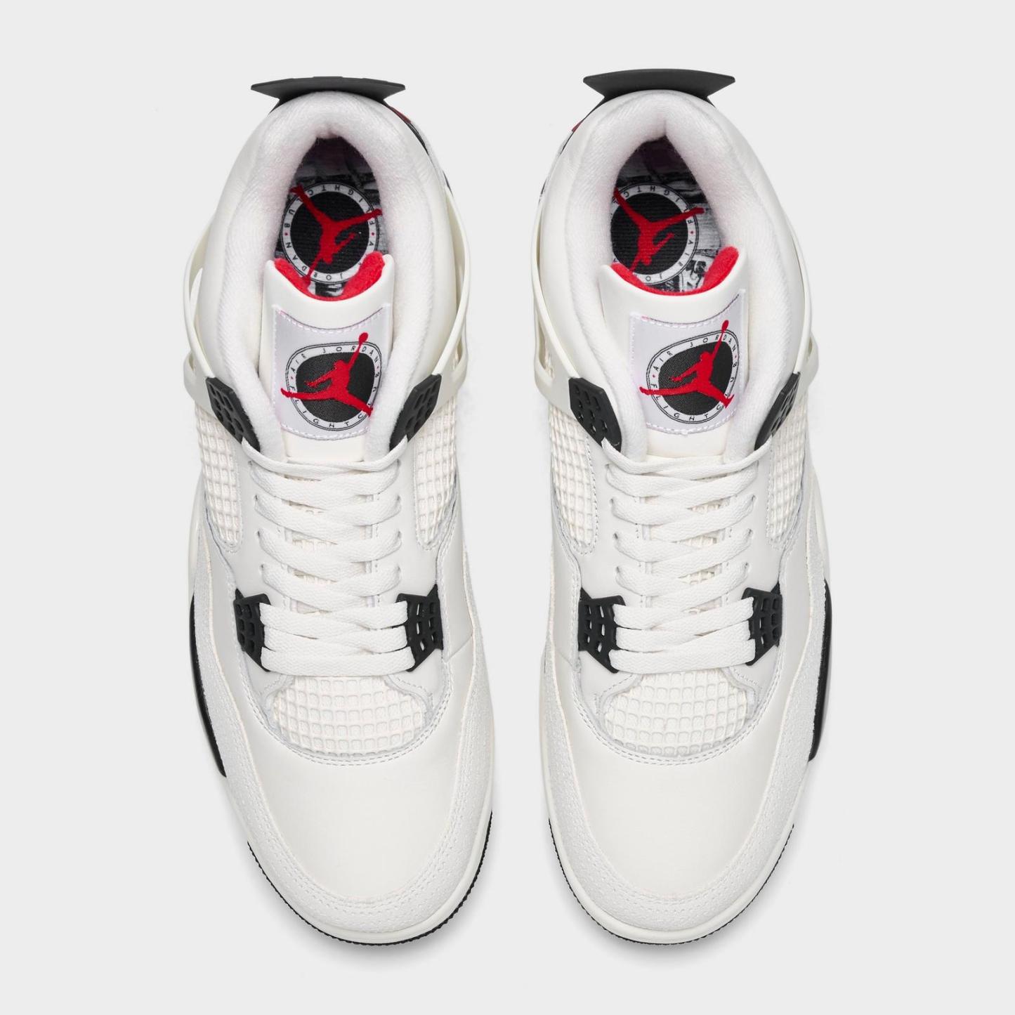 Men's Air Jordan Retro 4 Basketball Shoes - Sail/University Red/Black - view 5