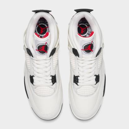 Men's Air Jordan Retro 4 Basketball Shoes - Sail/University Red/Black - view 5