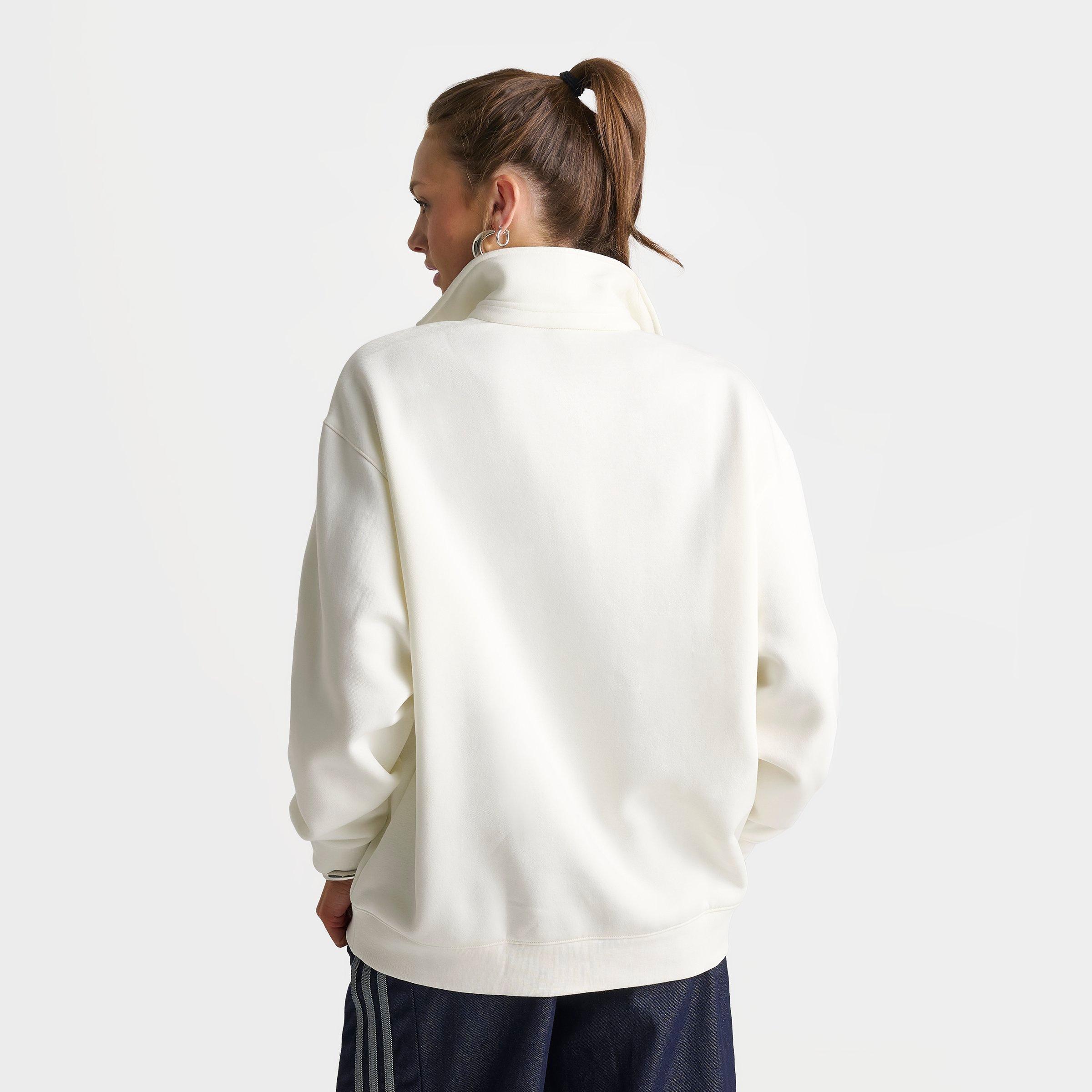 Women's adidas Originals Panel Collar Crewneck Sweatshirt - Off White/Aurora Ivy