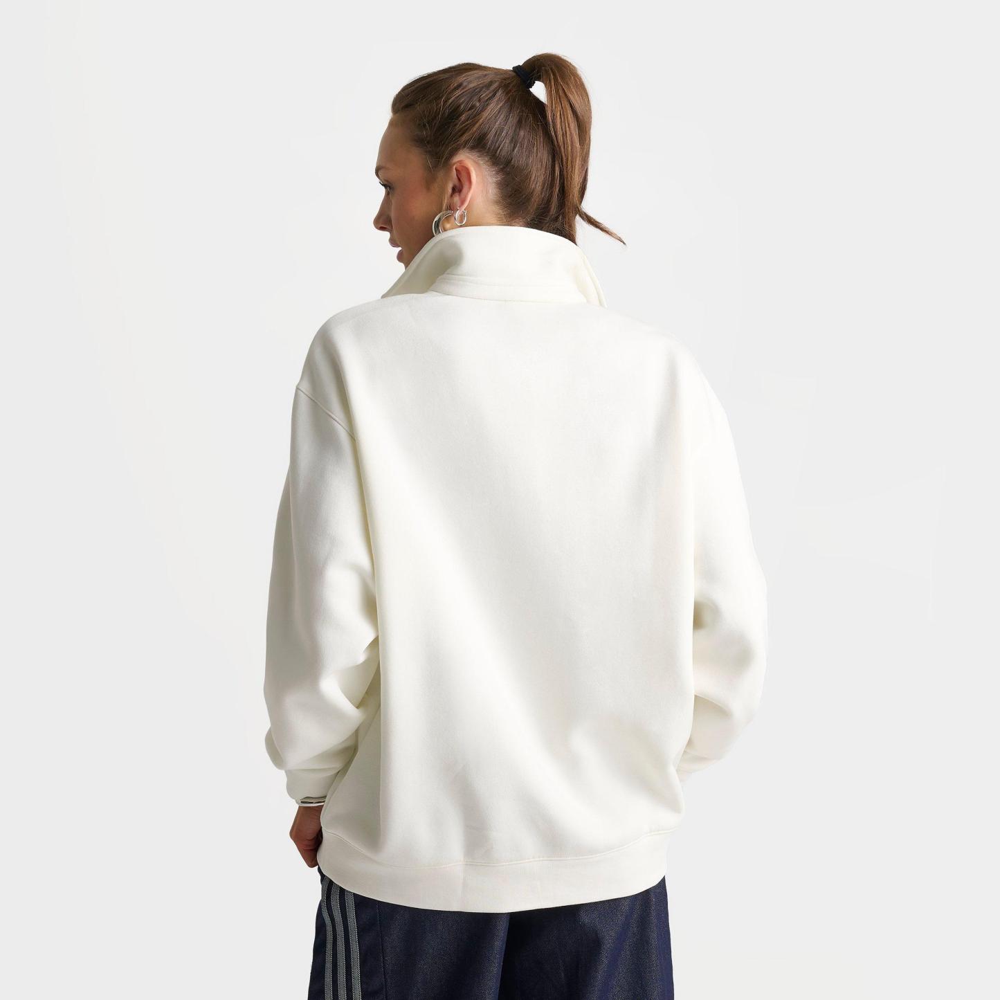 Women's adidas Originals Panel Collar Crewneck Sweatshirt - Off White/Aurora Ivy