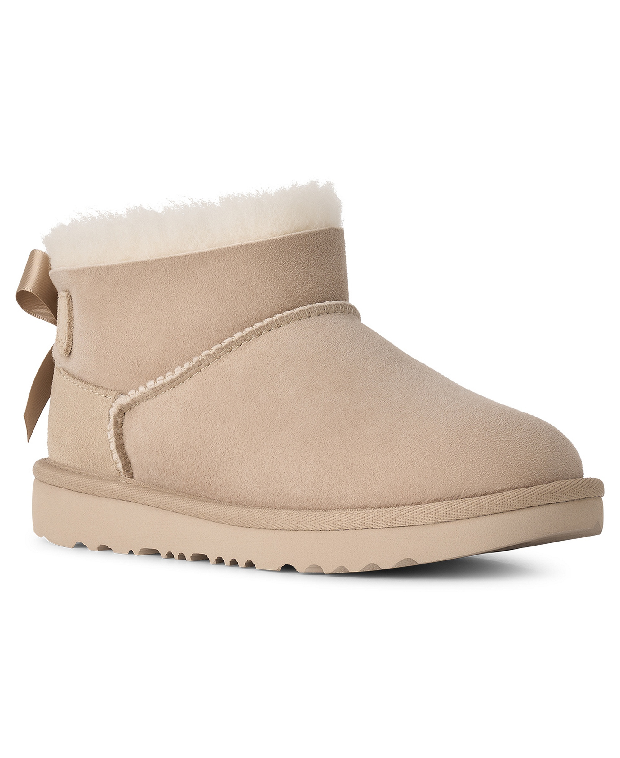 UGG® Kids Ultra Mini Bailey Bow Round Toe Booties - Sand