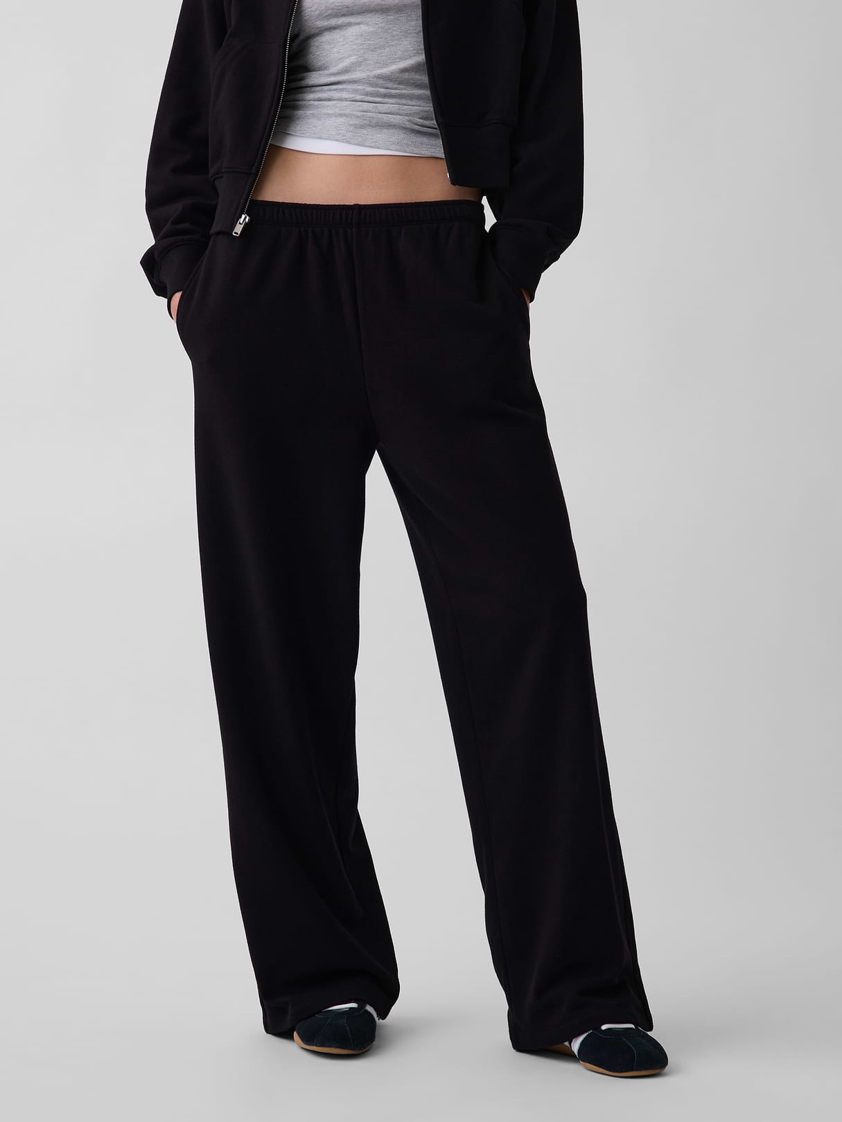 Mid Rise VintageSoft Terry Loose Sweatpants - Black