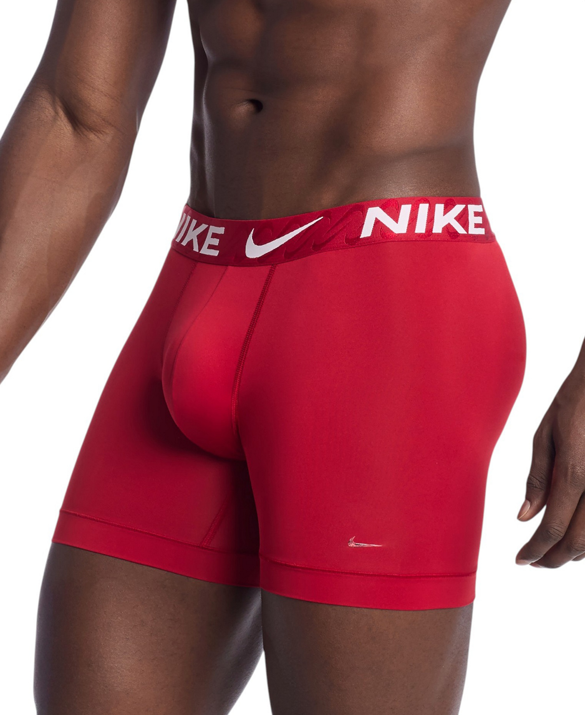 Nike Men's DRI-FIT Essential Micro Boxer Briefs, 3-Pack - Tough Red/Black-Wheat Gold Waistband/Black-Swoosh Link Waistband