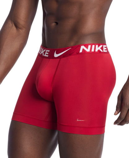 Nike Men's DRI-FIT Essential Micro Boxer Briefs, 3-Pack - Tough Red/Black-Wheat Gold Waistband/Black-Swoosh Link Waistband