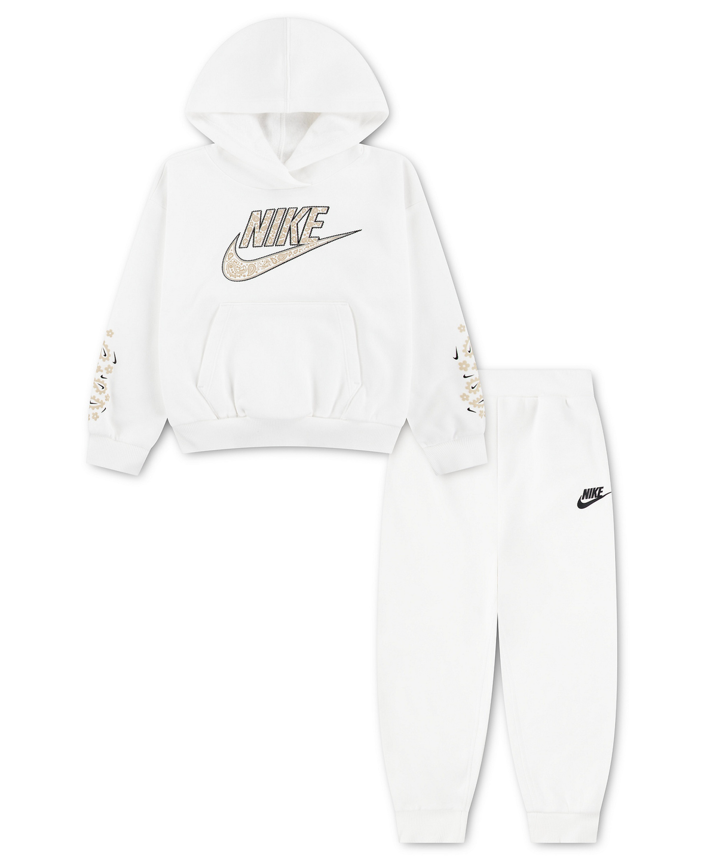 Nike Girls' 4-6X Retro Remix Long-Sleeve Hoodie and Joggers, 2-Piece Set - Sail