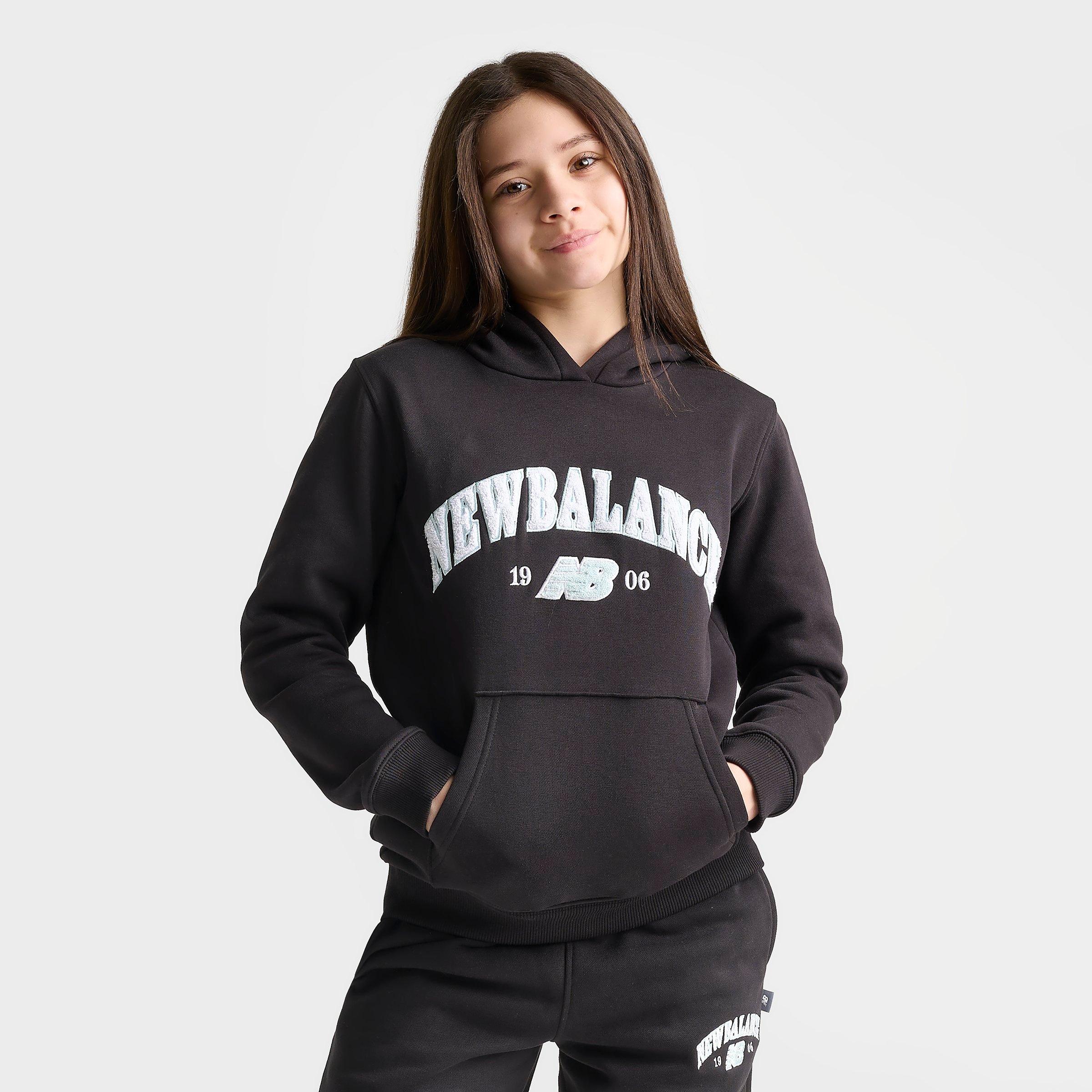 Girls' Big Kids' New Balance Chenille Arch Pullover Hoodie - Caviar - view 3