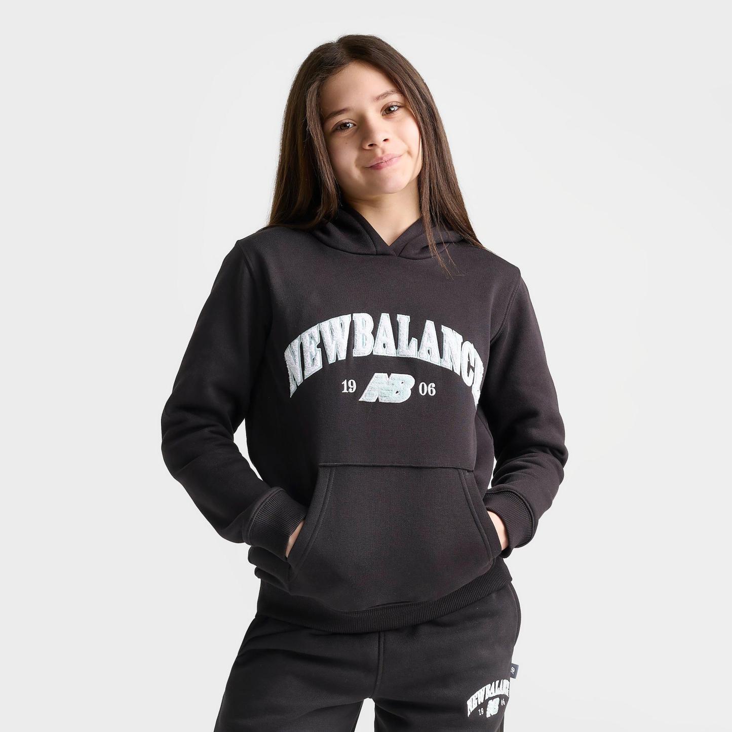 Girls' Big Kids' New Balance Chenille Arch Pullover Hoodie - Caviar - view 3