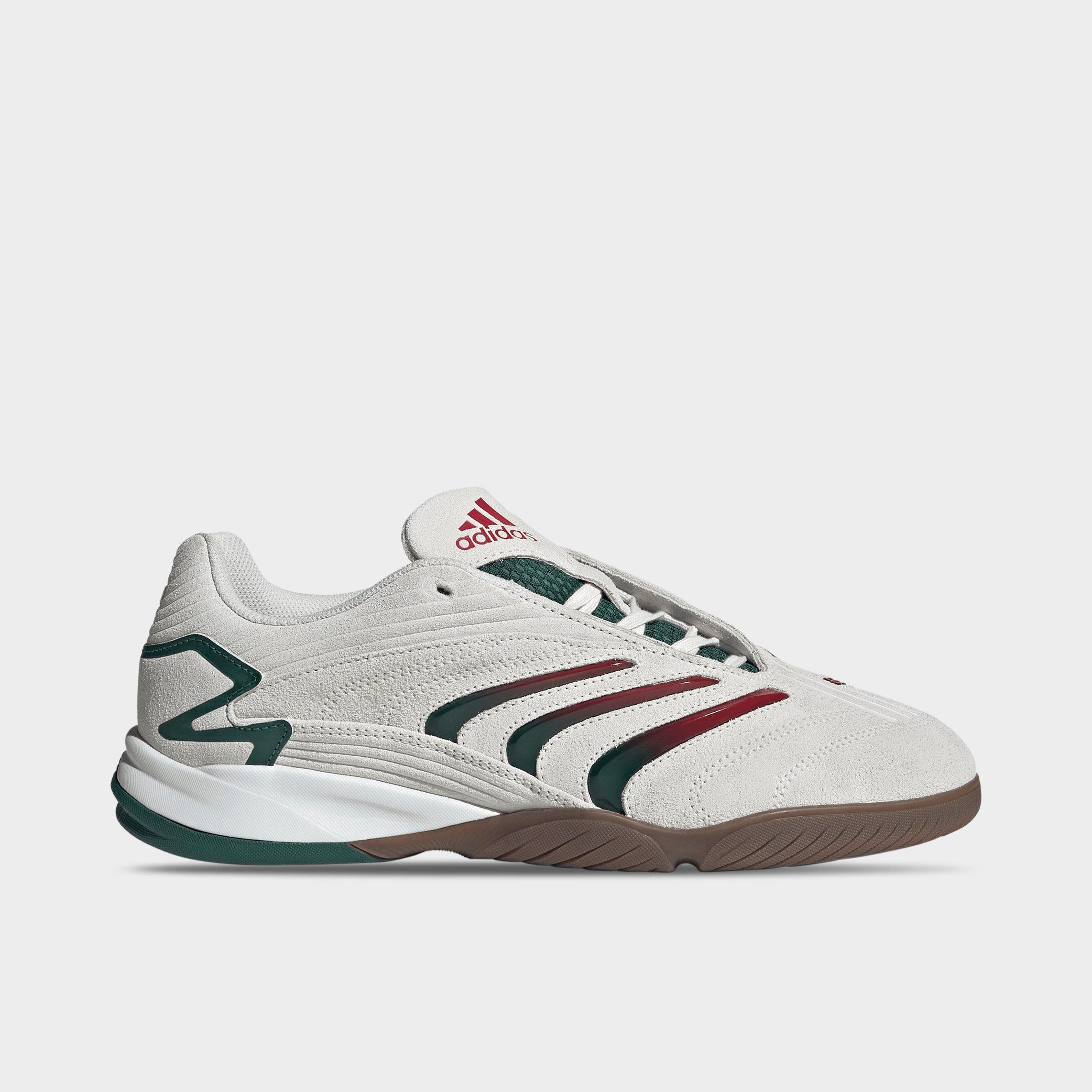 Men's adidas Predator Sala Casual Shoes - Core White/Collegiate Green/Cloud White - Left shoe facing left. Outside of the shoe.