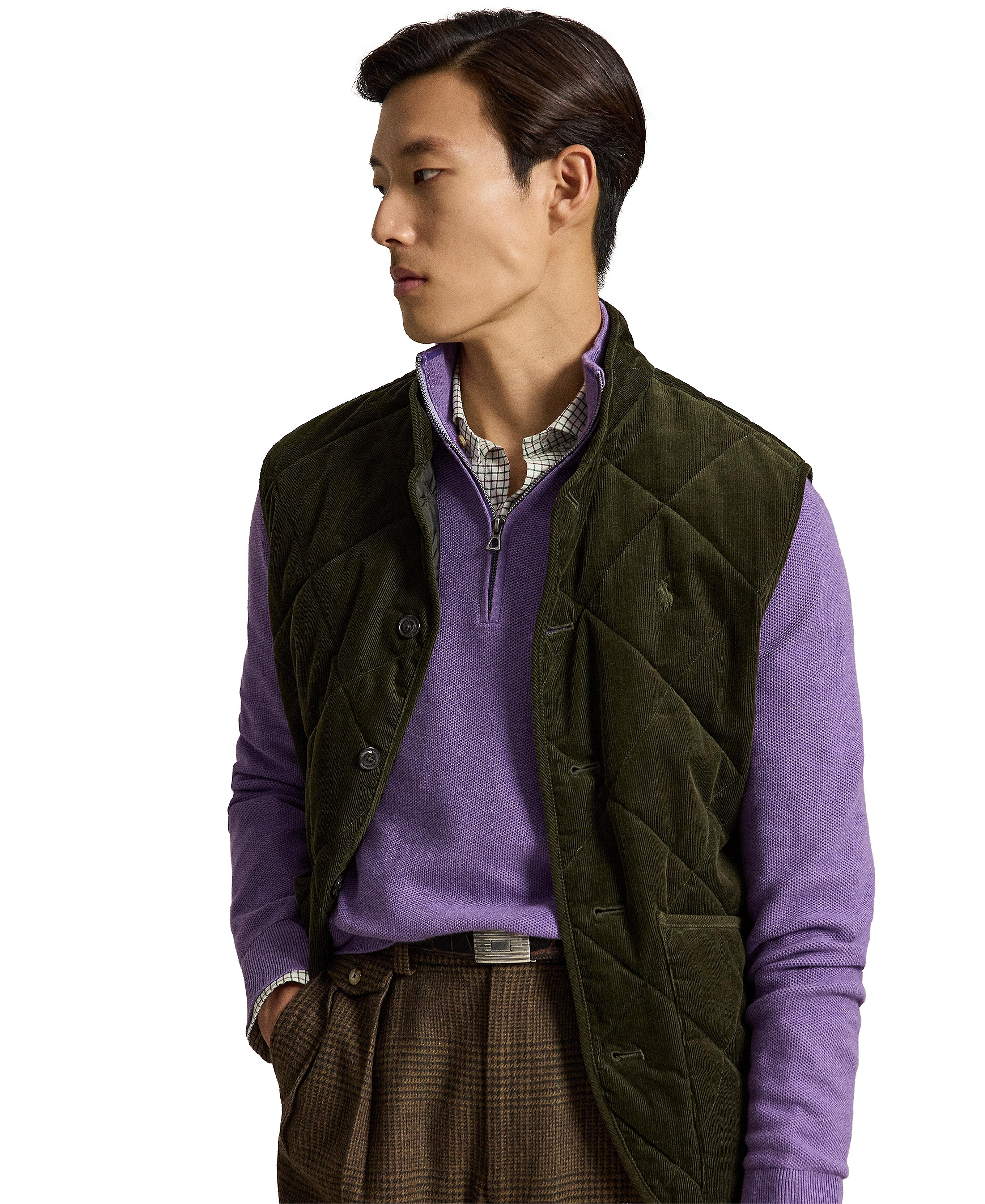Polo Ralph Lauren Men's Mesh-Knit Cotton Quarter-Zip Sweater - Light Coronet Purple Heather