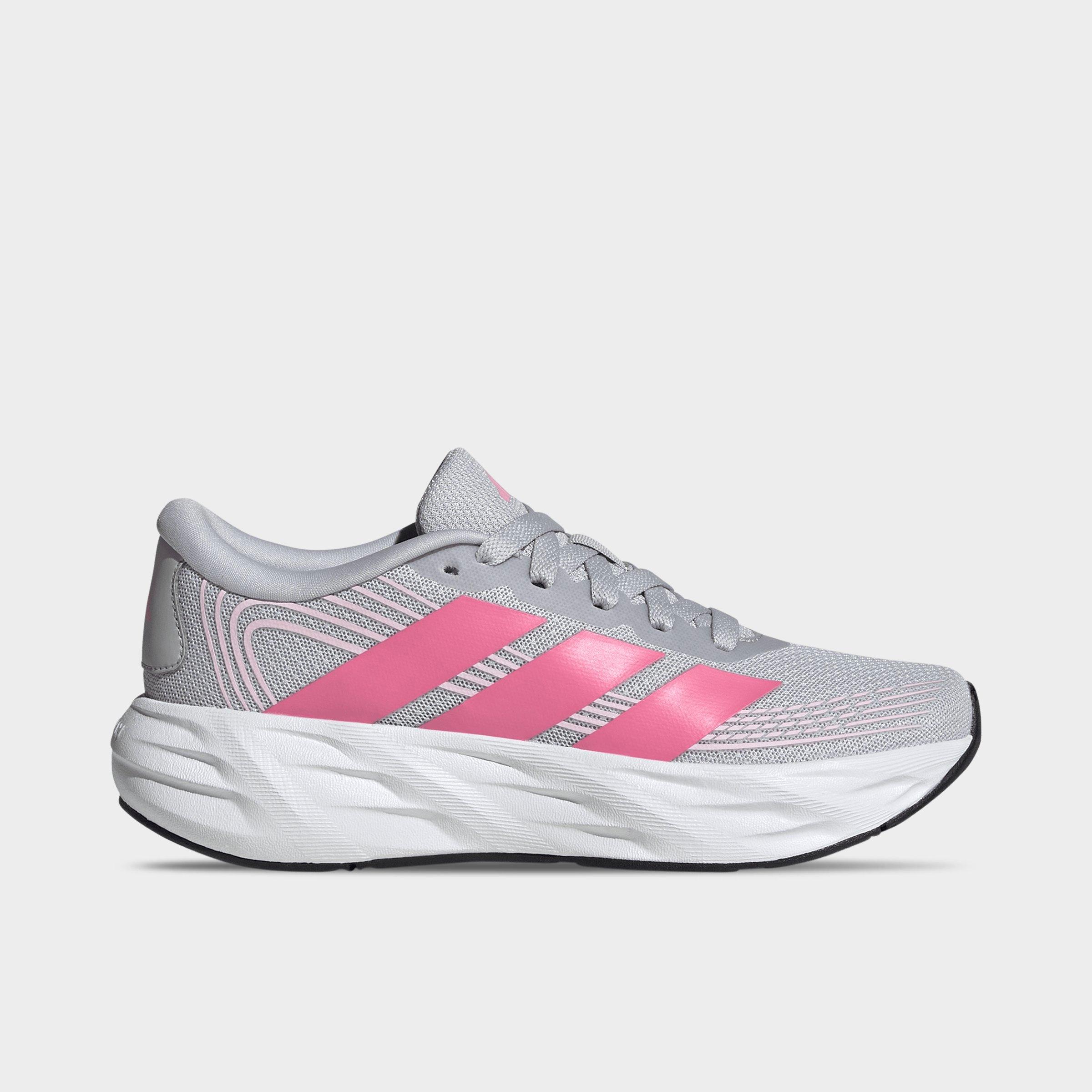 Big Kids' adidas Galaxy 8 Running Shoes - Light Solid Grey/Pink Fusion/Clear Pink - Left shoe facing left. Outside of the shoe.