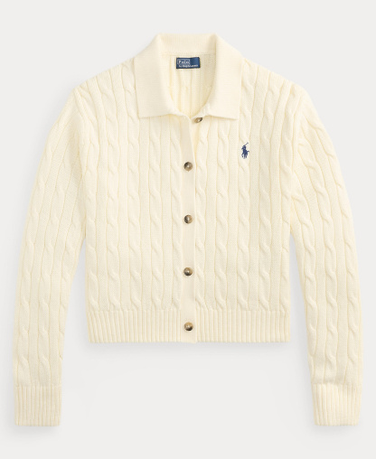 Polo Ralph Lauren Women's Polo Collar Long-Sleeve Cardigan - Clubhouse Cream