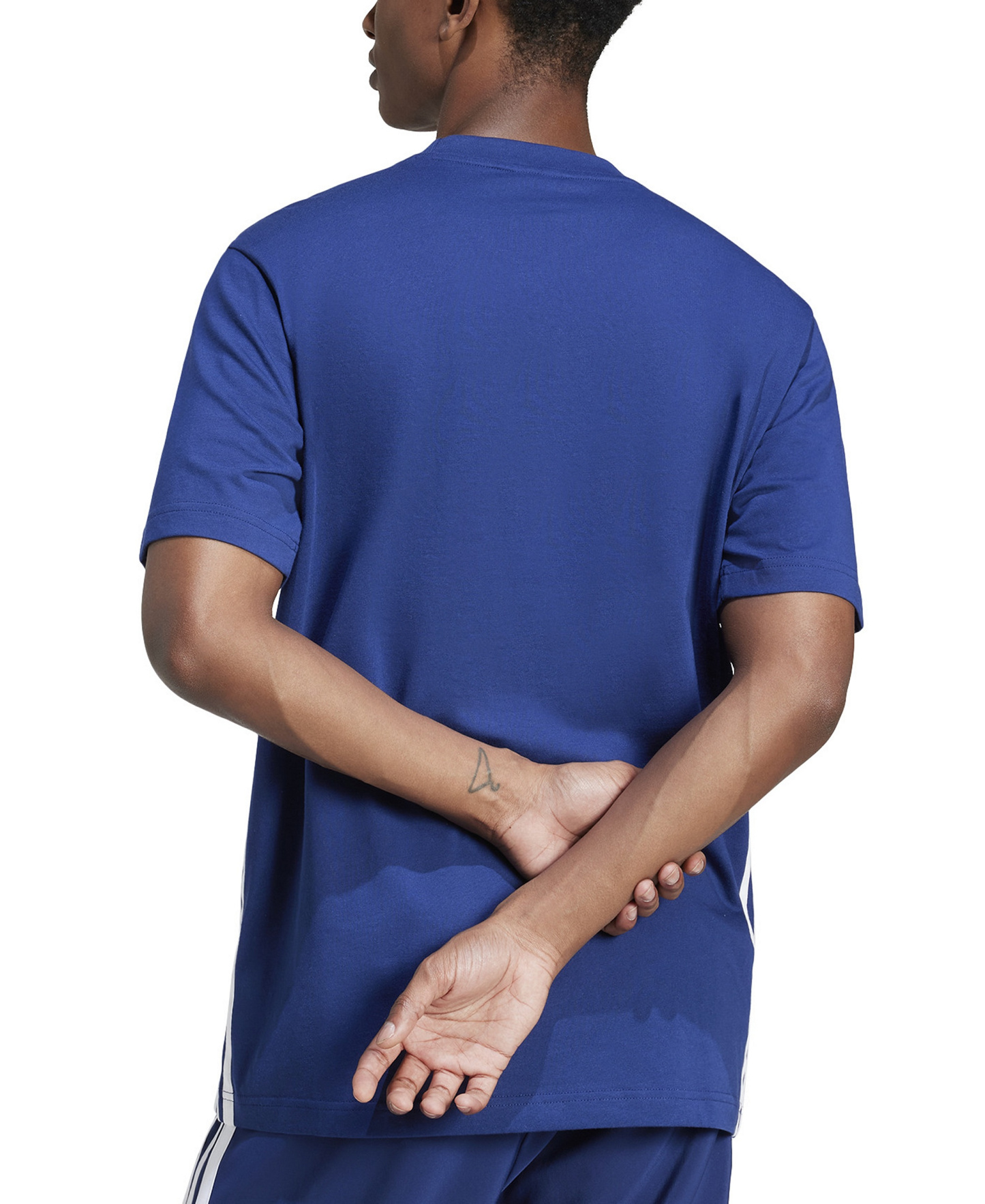 adidas Men's Essential 3-Stripes Single Jersey T-Shirt - Dark Blue/White