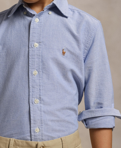 Polo Ralph Lauren 8-20 Boys' Embroidered Pony Logo Cotton Oxford Shirt - Light Blue