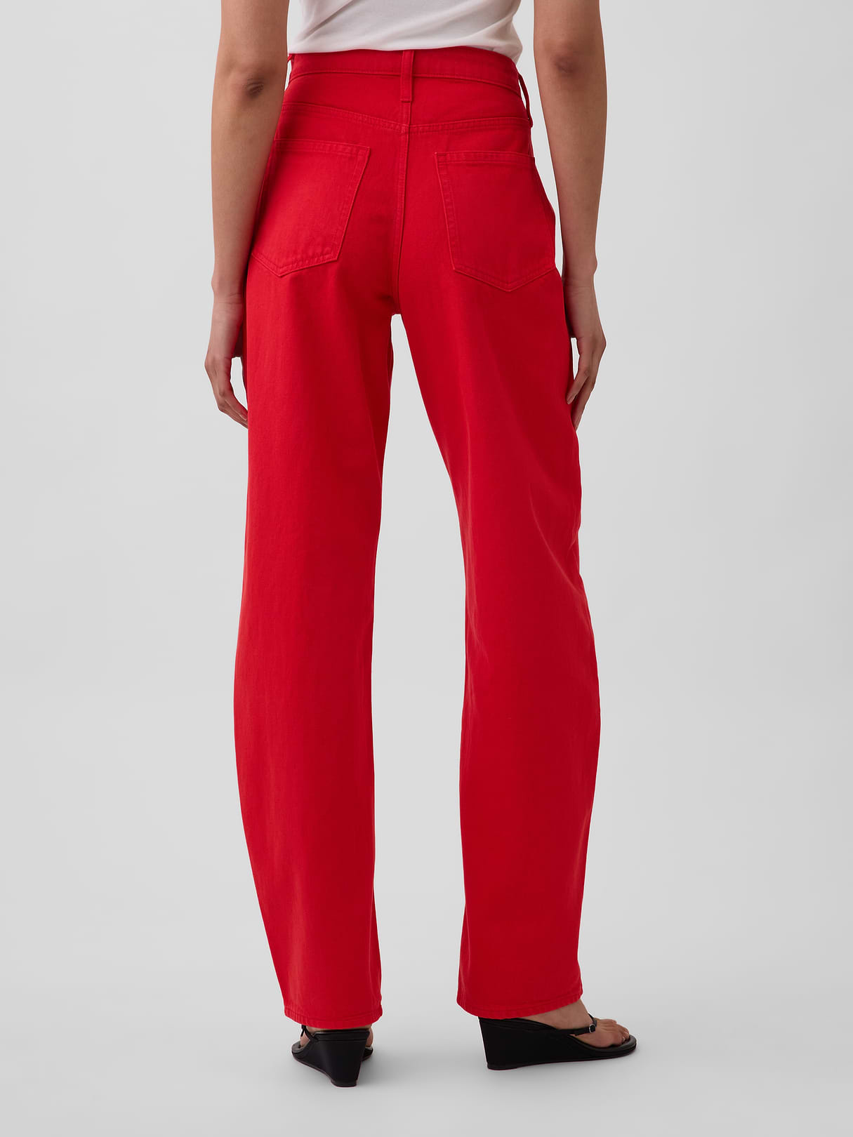 High Rise Barrel Jeans - Red star