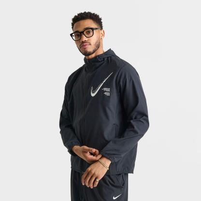 Men's Nike Dri-FIT Form Graphic Full-Zip Jacket - Black/Dark Smoke Grey