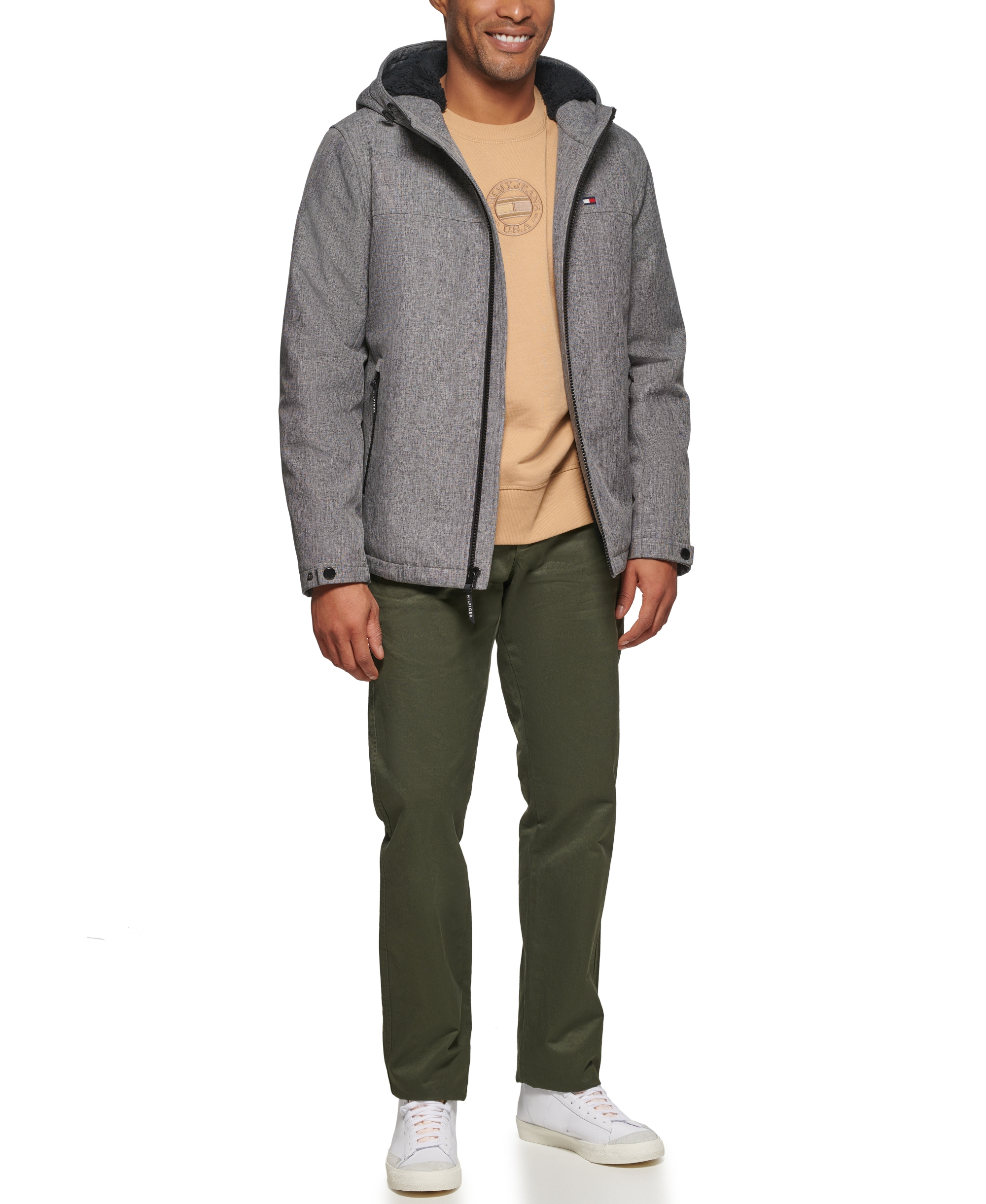Tommy Hilfiger Men's Softshell Hooded Jacket - Heather Gray