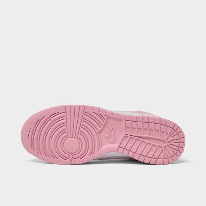 Women's Nithtke Dunk Low SE Casual Shoes - White/White/Metallic Silver/Pink Rise - Bottom view