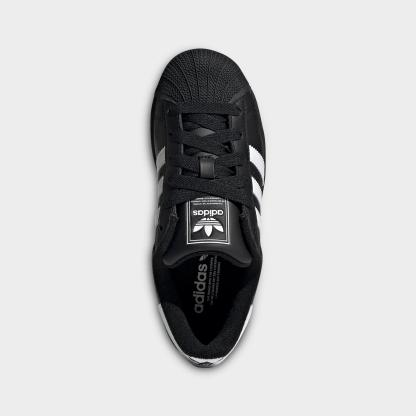 Big Kids' adidas Originals Superstar II Casual Shoes - Black/White - Top view