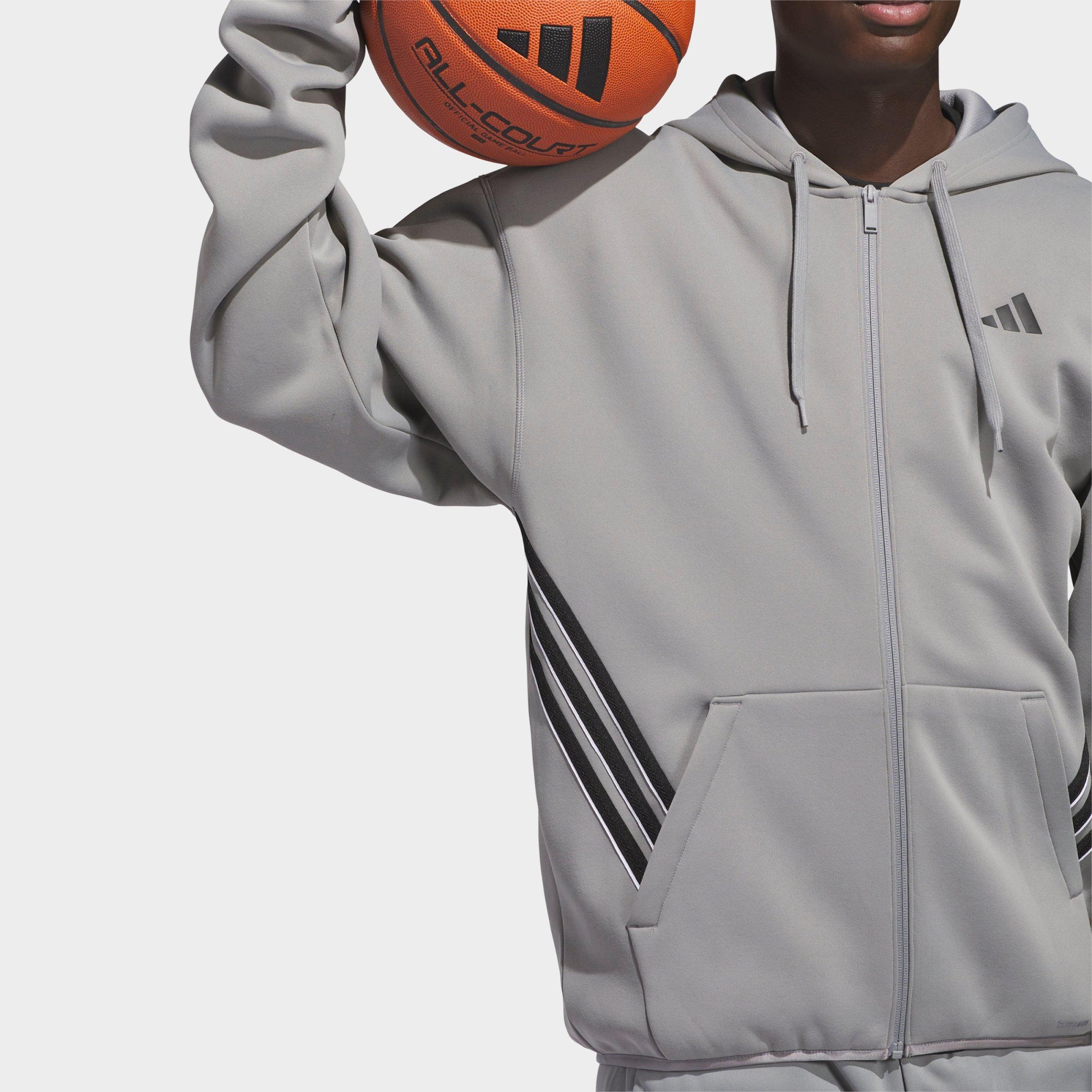 Men's adidas Basketball Crazy Warm Full-Zip Hoodie - Grey/Black